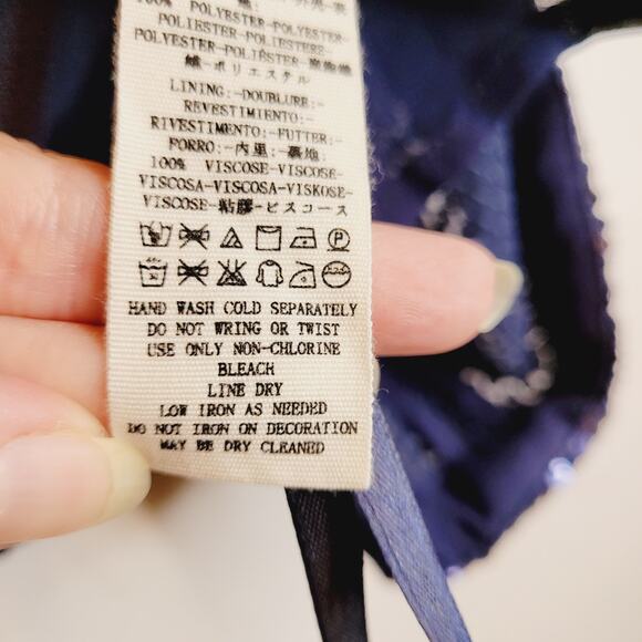 Free People Night Fever blue all over sequin top size medium Retro Glam Holiday - Picture 9 of 12